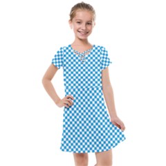 Oktoberfest Bavarian Blue And White Checkerboard Kids  Cross Web Dress by PodArtist