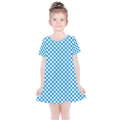 Oktoberfest Bavarian Blue And White Checkerboard Kids  Simple Cotton Dress by PodArtist