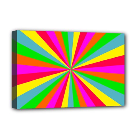 Neon Rainbow Mini Burst Deluxe Canvas 18  X 12  (stretched) by PodArtist