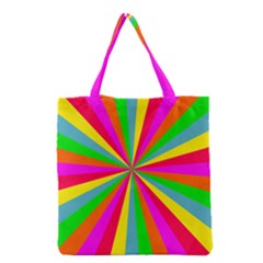 Neon Rainbow Mini Burst Grocery Tote Bag by PodArtist