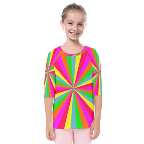 Neon Rainbow Mini Burst Kids  Quarter Sleeve Raglan Tee by PodArtist