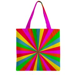 Neon Rainbow Mini Burst Zipper Grocery Tote Bag by PodArtist