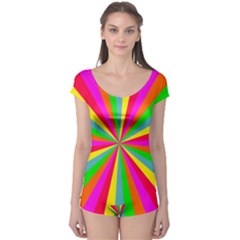 Neon Rainbow Mini Burst Boyleg Leotard  by PodArtist