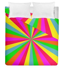 Neon Rainbow Mini Burst Duvet Cover Double Side (queen Size) by PodArtist