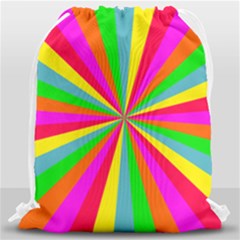 Neon Rainbow Mini Burst Drawstring Bag (large) by PodArtist