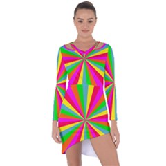 Neon Rainbow Mini Burst Asymmetric Cut-out Shift Dress by PodArtist