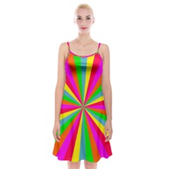 Neon Rainbow Mini Burst Spaghetti Strap Velvet Dress by PodArtist