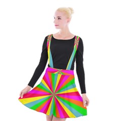 Neon Rainbow Mini Burst Suspender Skater Skirt by PodArtist