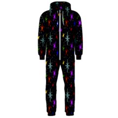 Colored Hand Draw Abstract Pattern Hooded Jumpsuit (men) 