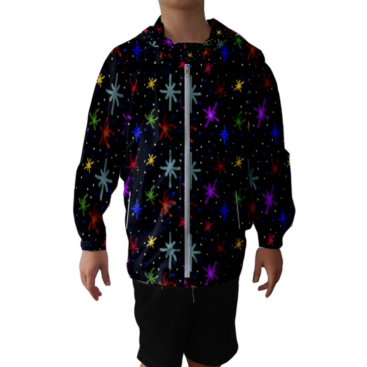 Colored Hand Draw Abstract Pattern Hooded Windbreaker (Kids)