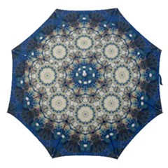 Painted Blue Mandala Flower On Canvas Straight Umbrellas by pepitasart