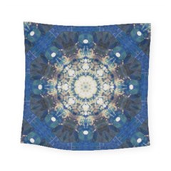 Painted Blue Mandala Flower On Canvas Square Tapestry (small) by pepitasart