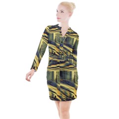 Yellow Dog Button Long Sleeve Dress by WILLBIRDWELL