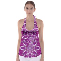 Wonderful Star Flower Painted On Canvas Babydoll Tankini Top by pepitasart