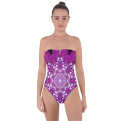 Wonderful Star Flower Painted On Canvas Tie Back One Piece Swimsuit by pepitasart