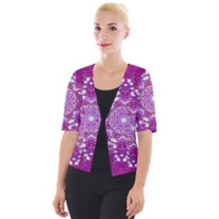 Wonderful Star Flower Painted On Canvas Cropped Button Cardigan