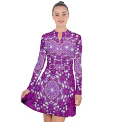 Wonderful Star Flower Painted On Canvas Long Sleeve Panel Dress