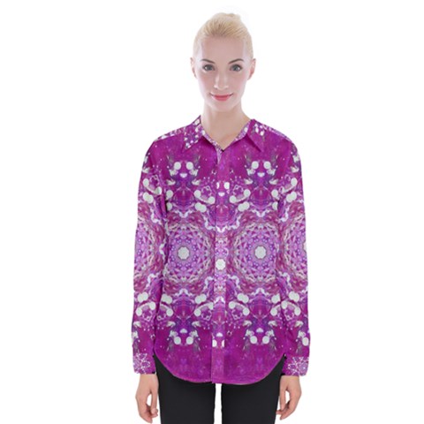 Wonderful Star Flower Painted On Canvas Womens Long Sleeve Shirt by pepitasart