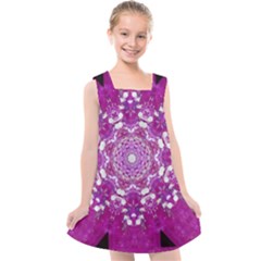 Wonderful Star Flower Painted On Canvas Kids  Cross Back Dress