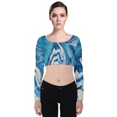 Tsunami Velvet Long Sleeve Crop Top by WILLBIRDWELL