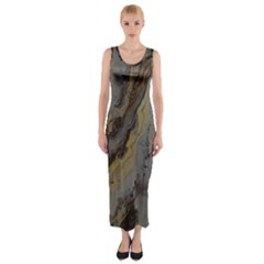 Gold Seam Fitted Maxi Dress by WILLBIRDWELL