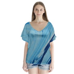 Spiral V-neck Flutter Sleeve Top by WILLBIRDWELL