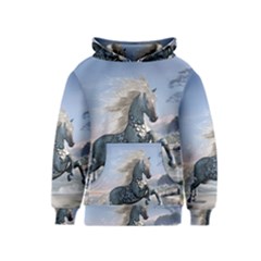 Wonderful Wild Fantasy Horse On The Beach Kids  Pullover Hoodie by FantasyWorld7