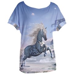 Wonderful Wild Fantasy Horse On The Beach Women s Oversized Tee by FantasyWorld7