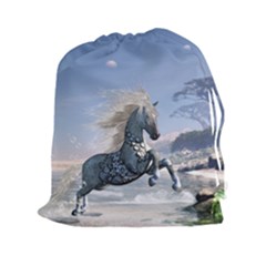 Wonderful Wild Fantasy Horse On The Beach Drawstring Pouch (xxl) by FantasyWorld7