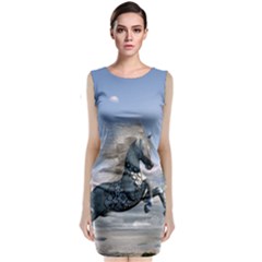 Wonderful Wild Fantasy Horse On The Beach Classic Sleeveless Midi Dress by FantasyWorld7