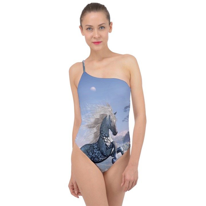 Wonderful Wild Fantasy Horse On The Beach Classic One Shoulder Swimsuit