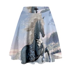 Wonderful Wild Fantasy Horse On The Beach High Waist Skirt by FantasyWorld7