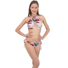 Pop Art   Cross Front Halter Bikini Set