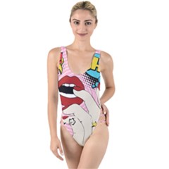 Pop Art   High Leg Strappy Swimsuit by Valentinaart