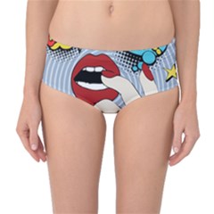 Pop Art   Mid-waist Bikini Bottoms by Valentinaart