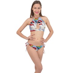 Pop Art   Cross Front Halter Bikini Set