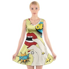 Pop Art   V-neck Sleeveless Dress by Valentinaart