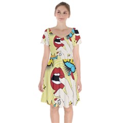 Pop Art   Short Sleeve Bardot Dress by Valentinaart