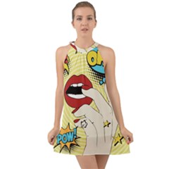 Pop Art   Halter Tie Back Chiffon Dress by Valentinaart