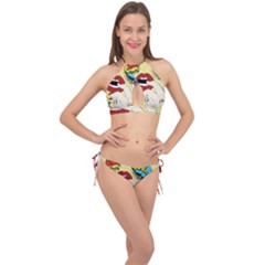 Pop Art   Cross Front Halter Bikini Set by Valentinaart