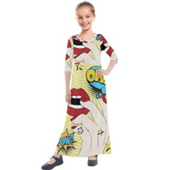 Pop Art   Kids  Quarter Sleeve Maxi Dress by Valentinaart