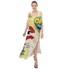 Pop Art   Maxi Chiffon Cover Up Dress by Valentinaart