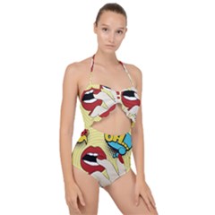 Pop Art   Scallop Top Cut Out Swimsuit