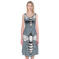 Pop Art  Bee Midi Sleeveless Dress by Valentinaart