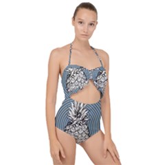 Pop Art  Pineapple  Scallop Top Cut Out Swimsuit