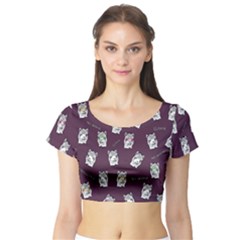 Llama Pattern Short Sleeve Crop Top by Valentinaart