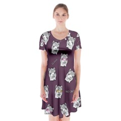 Llama Pattern Short Sleeve V-neck Flare Dress by Valentinaart