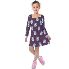 Llama Pattern Kids  Long Sleeve Velvet Dress by Valentinaart