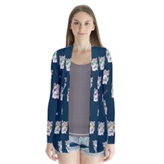 Llama Pattern Drape Collar Cardigan by Valentinaart