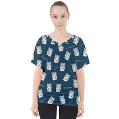 Llama Pattern V-neck Dolman Drape Top by Valentinaart